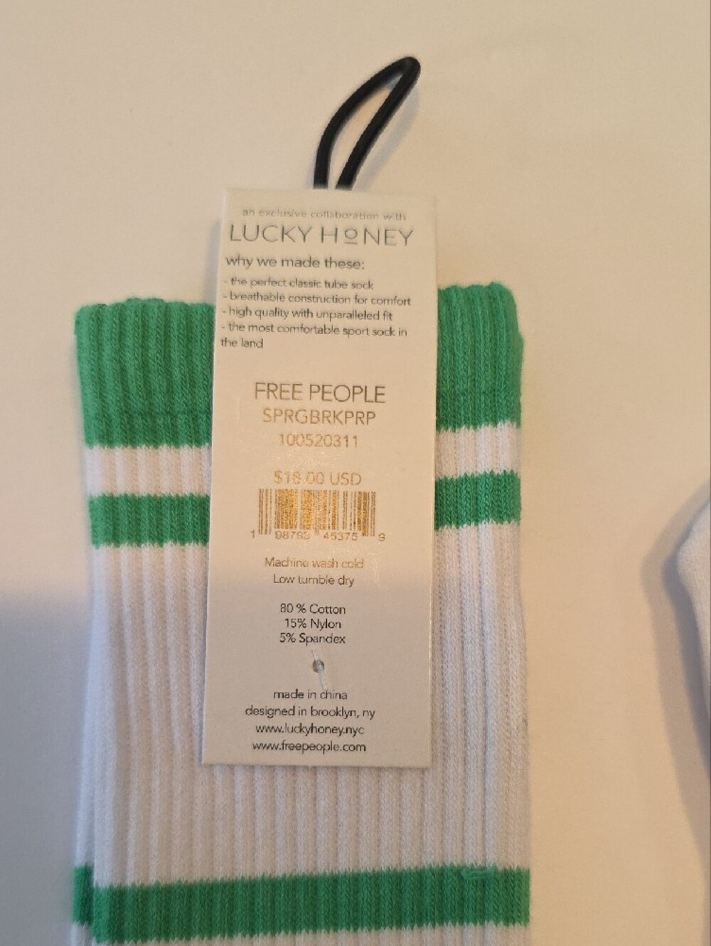 FP Movement Green Stripe Tube Socks & Orange Ruffle Sport OS NWT Free People - Picture 7 of 8